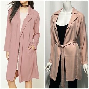 NWT Forever 21 Dusty Mauve Pink Belted Duster Casual Jacket Small
